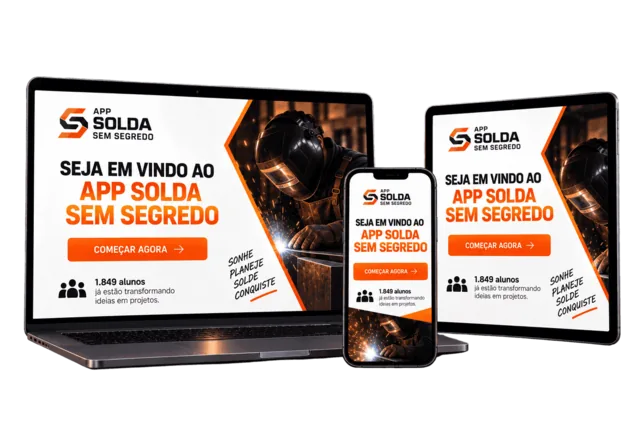 Aplicativo Solda Sem Segredo em notebook, tablet e celular